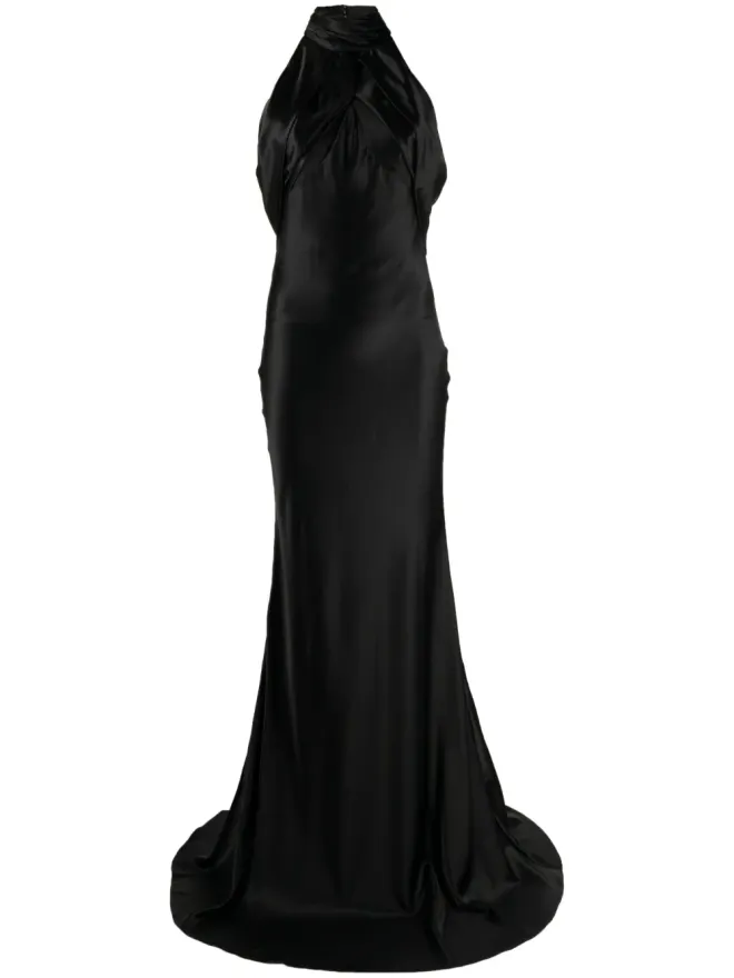 Rachel Gilbert Rachel Gilbert Audrey halterneck silk gown - Blackの商品画像