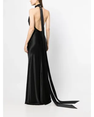 Rachel Gilbert Audrey halterneck silk gown - Black - サムネイル4
