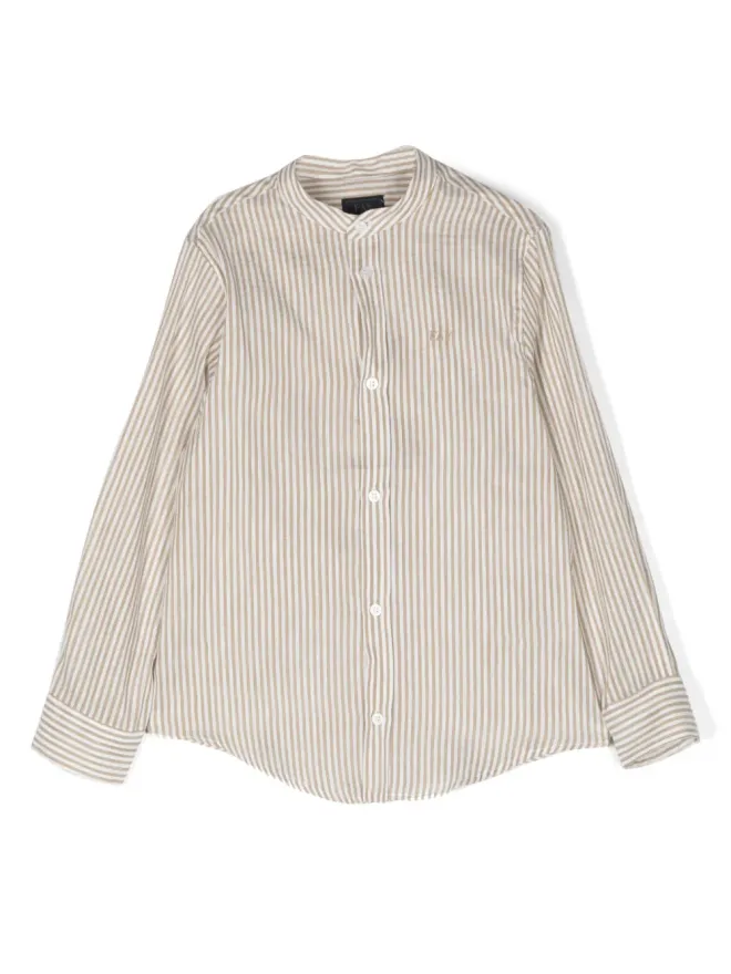 Fay Kids Fay Kids ストライプ柄ノーカラーシャツの商品画像
