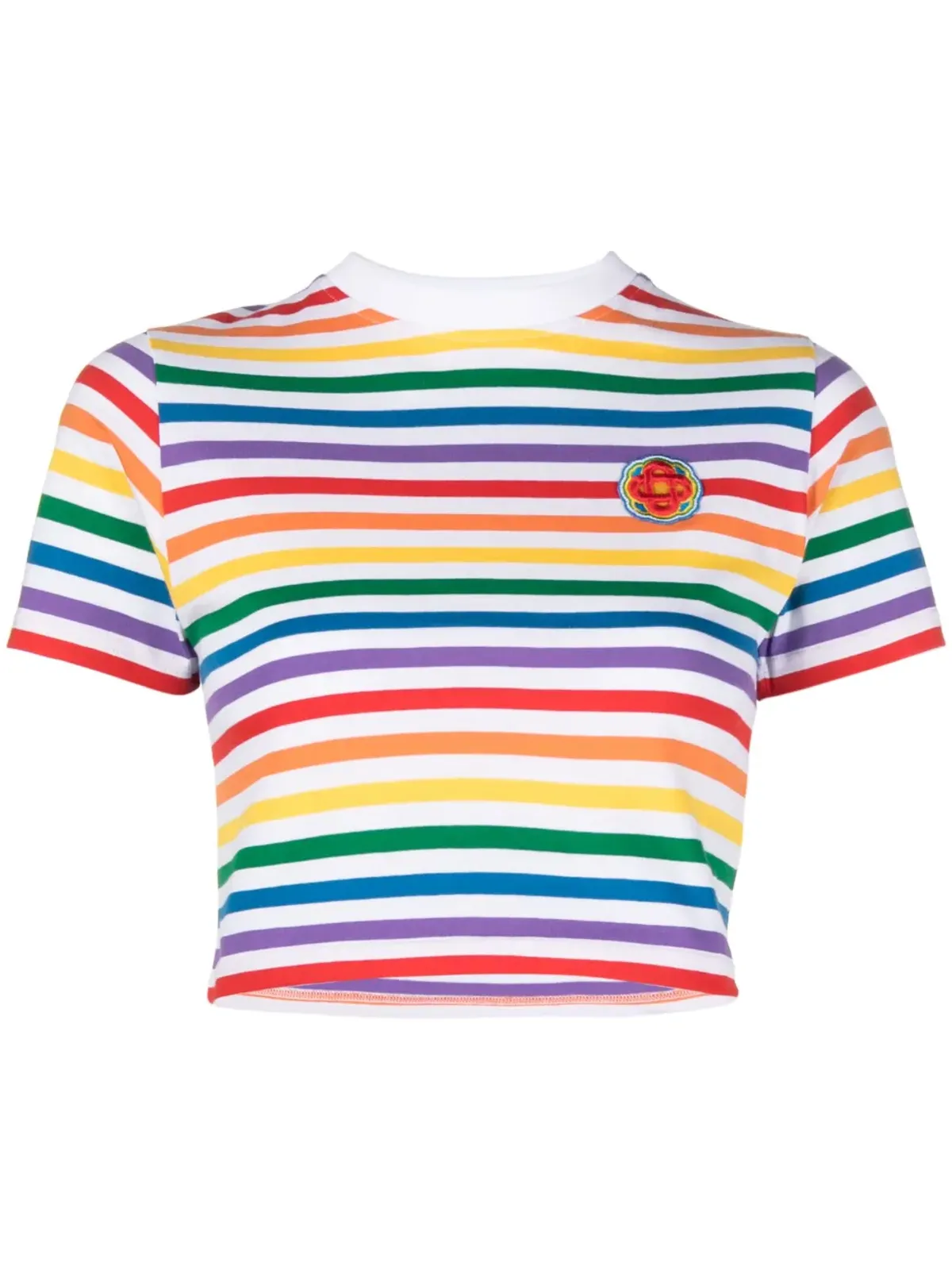 Casablanca ストライプ柄 クロップドTシャツ - 画像1
