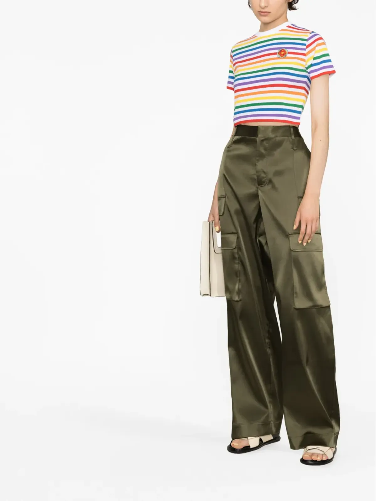 Casablanca ストライプ柄 クロップドTシャツ - 画像2