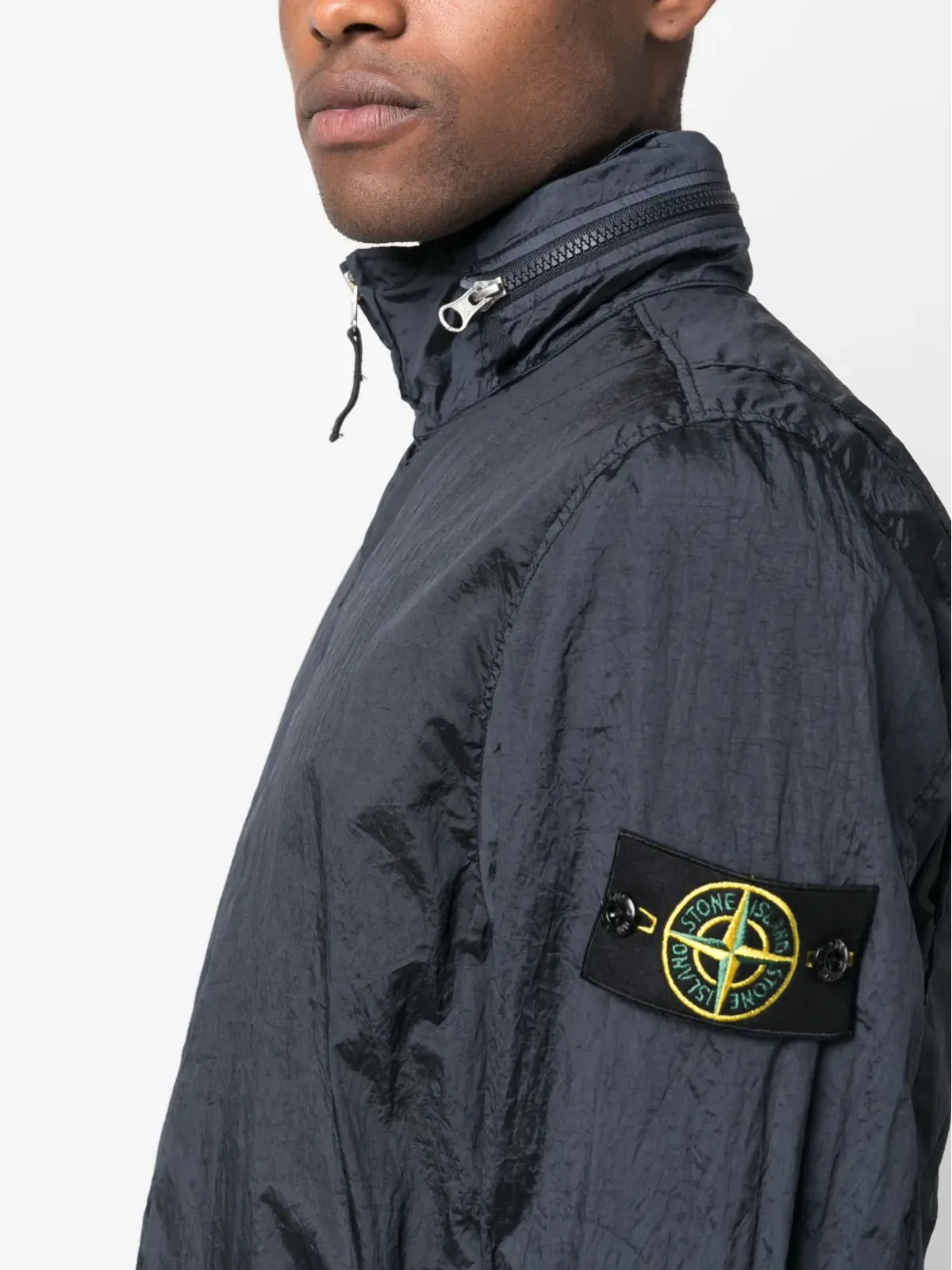 Stone Island コンパスロゴ ジップアップ ウィンドブレーカー ブルー - 画像5