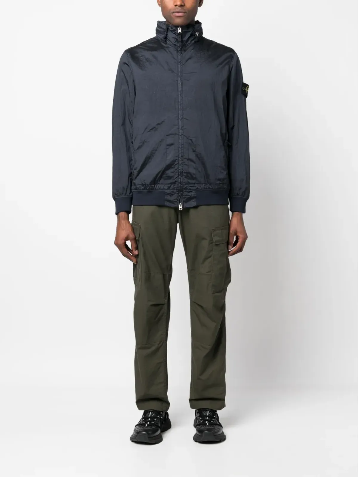 Stone Island コンパスロゴ ジップアップ ウィンドブレーカー ブルー - 画像2