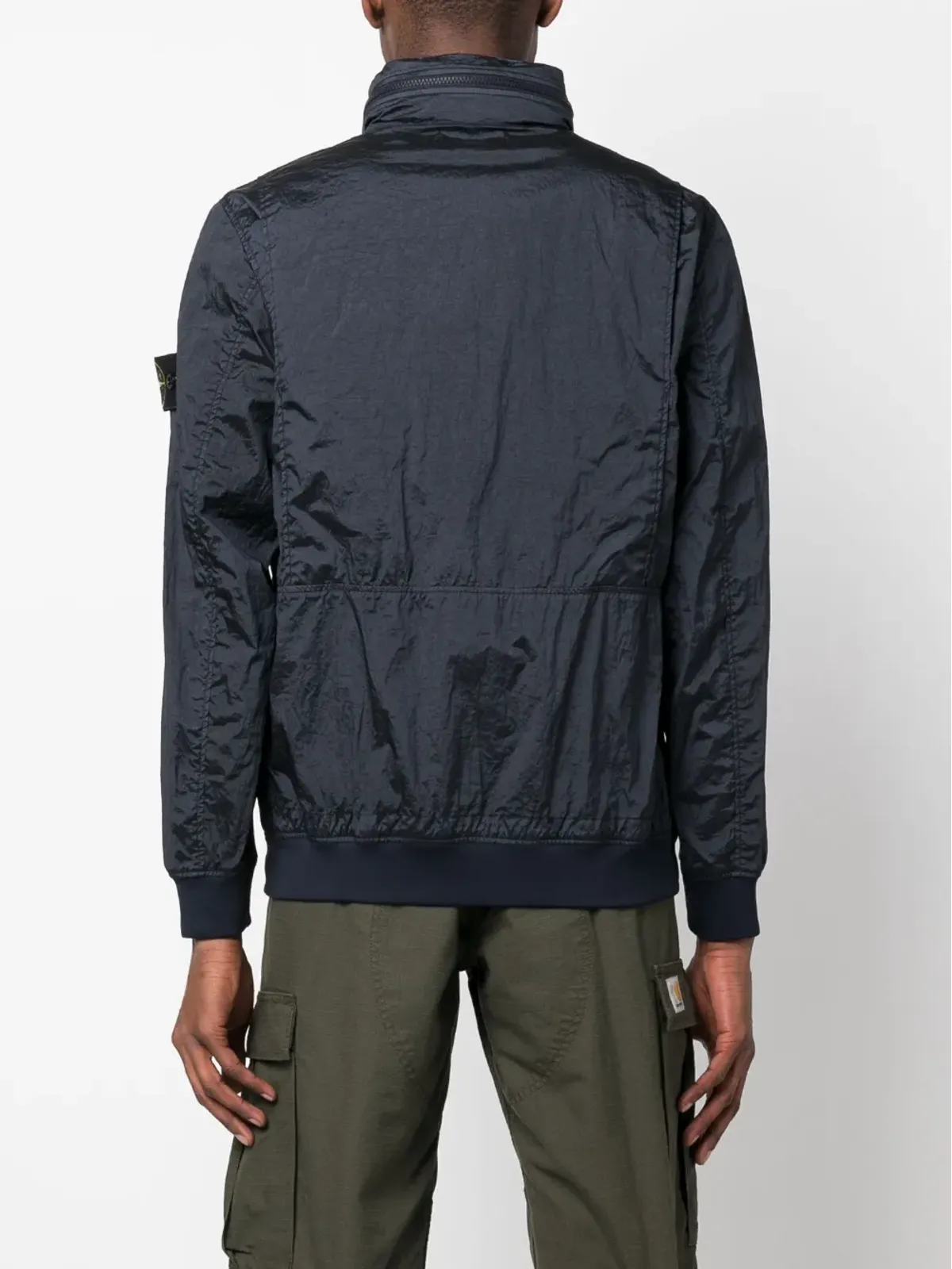 Stone Island コンパスロゴ ジップアップ ウィンドブレーカー ブルー - 画像4