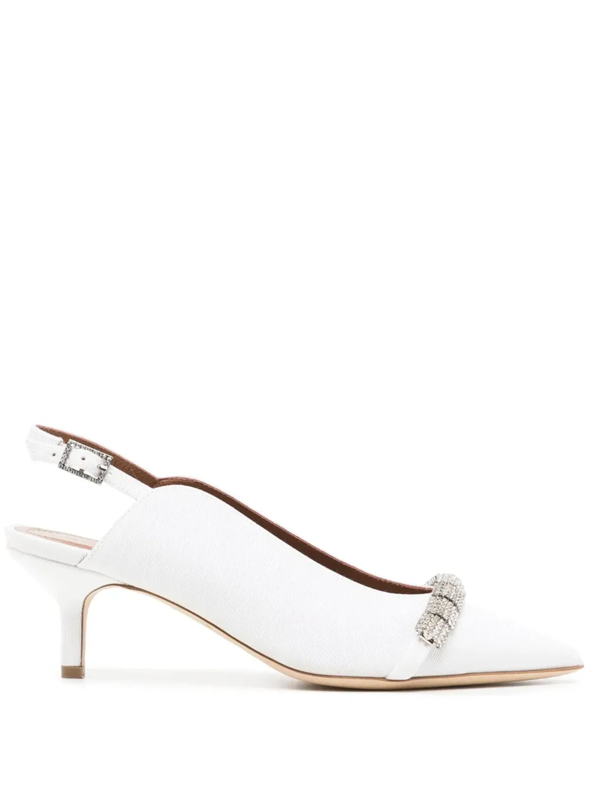 Malone Souliers 50mmキトンヒールクリスタル装飾パンプス（ホワイト） - 画像1