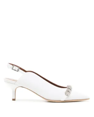 Malone Souliers 50mmキトンヒールクリスタル装飾パンプス（ホワイト） - サムネイル1