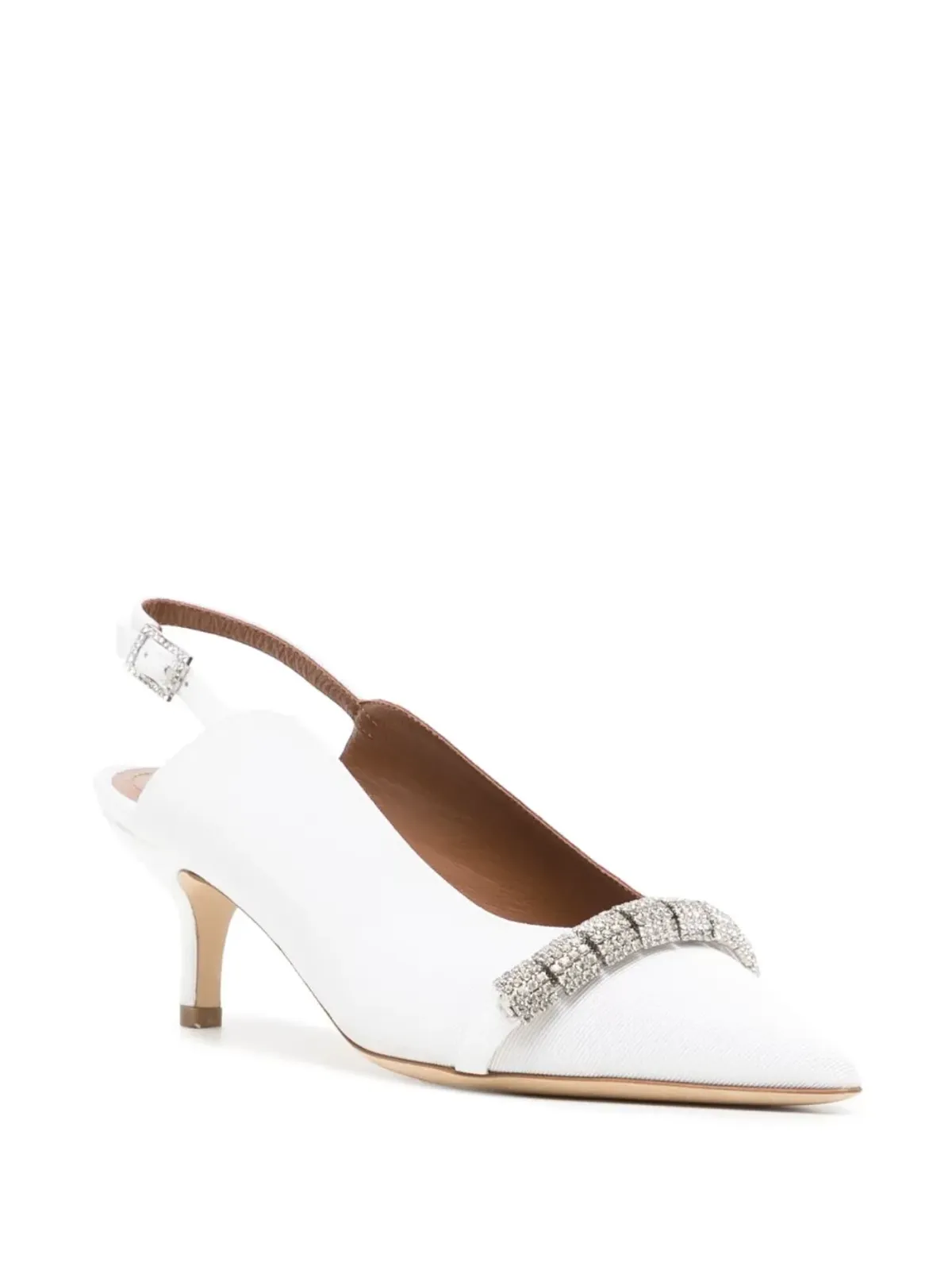 Malone Souliers 50mmキトンヒールクリスタル装飾パンプス（ホワイト） - 画像2