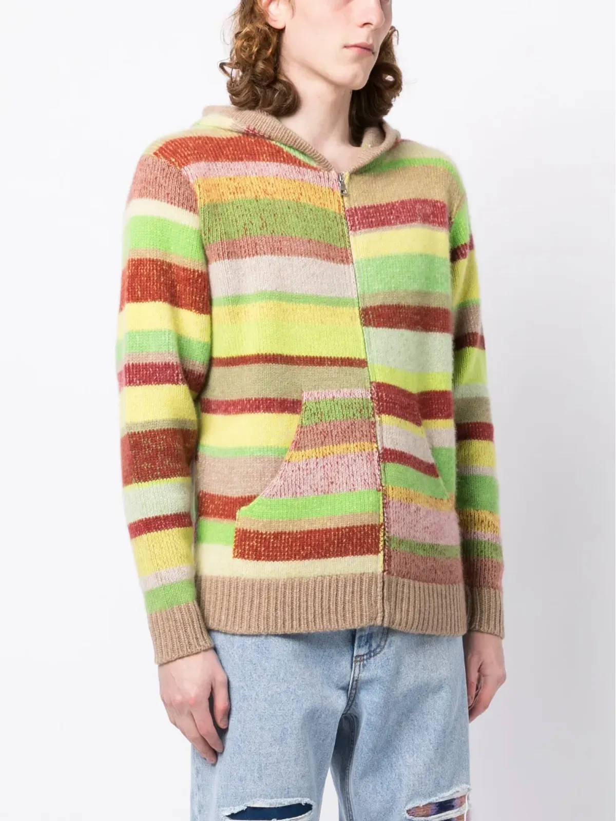 The Elder Statesman マルチストライプ ジップアップフーディ - 画像3