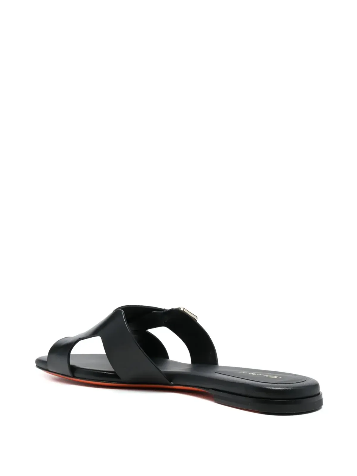 Santoni ダブルストラップ フラットレザーサンダル - ブラック - 画像3
