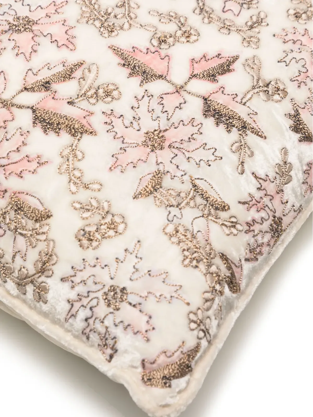 Anke Drechsel 花柄刺繍シルクベルベット クッション - White - 画像3