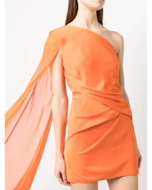 Roland Mouret ワンショルダー・ドレープディテール・ドレス - オレンジ - サムネイル5