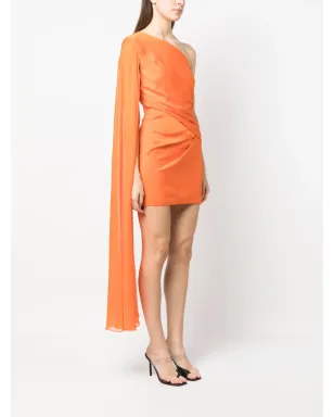 Roland Mouret ワンショルダー・ドレープディテール・ドレス - オレンジ - サムネイル3