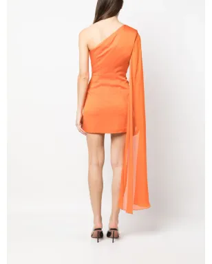 Roland Mouret ワンショルダー・ドレープディテール・ドレス - オレンジ - サムネイル4