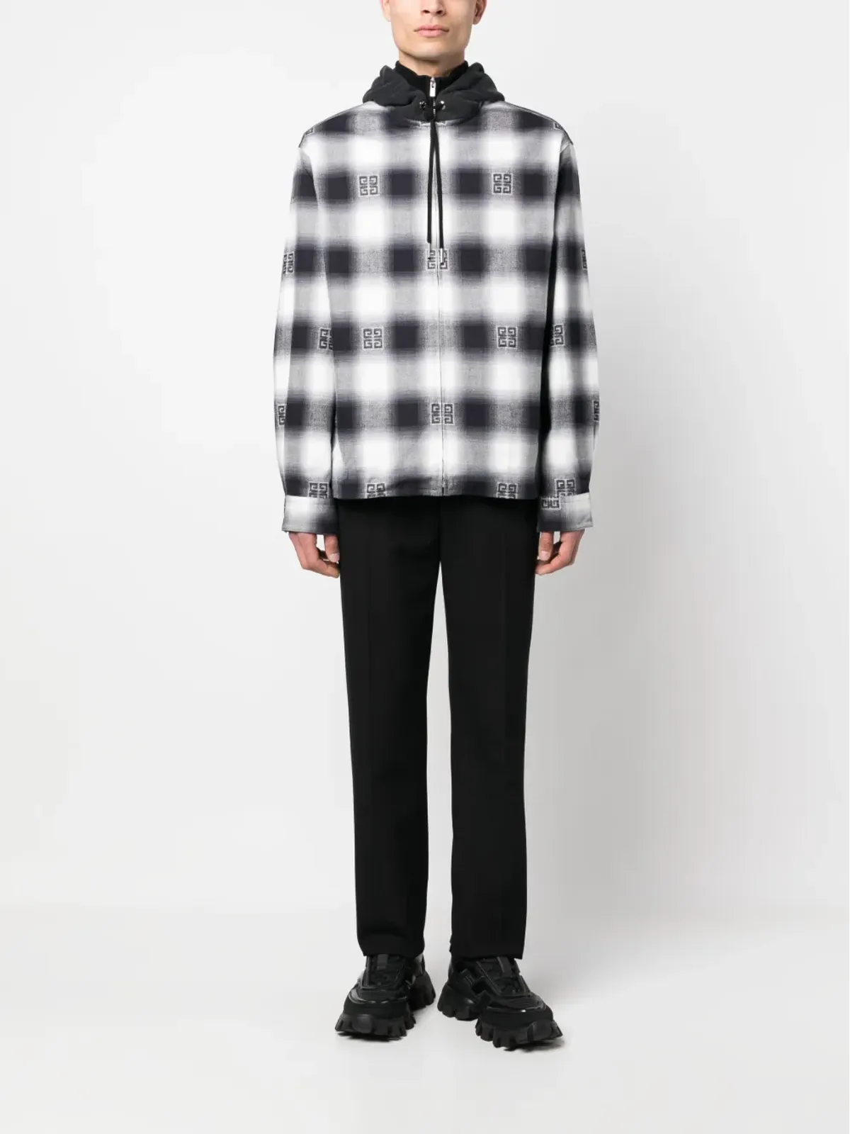 Givenchy チェック柄オーバーサイズフード付きシャツジャケット - 画像2