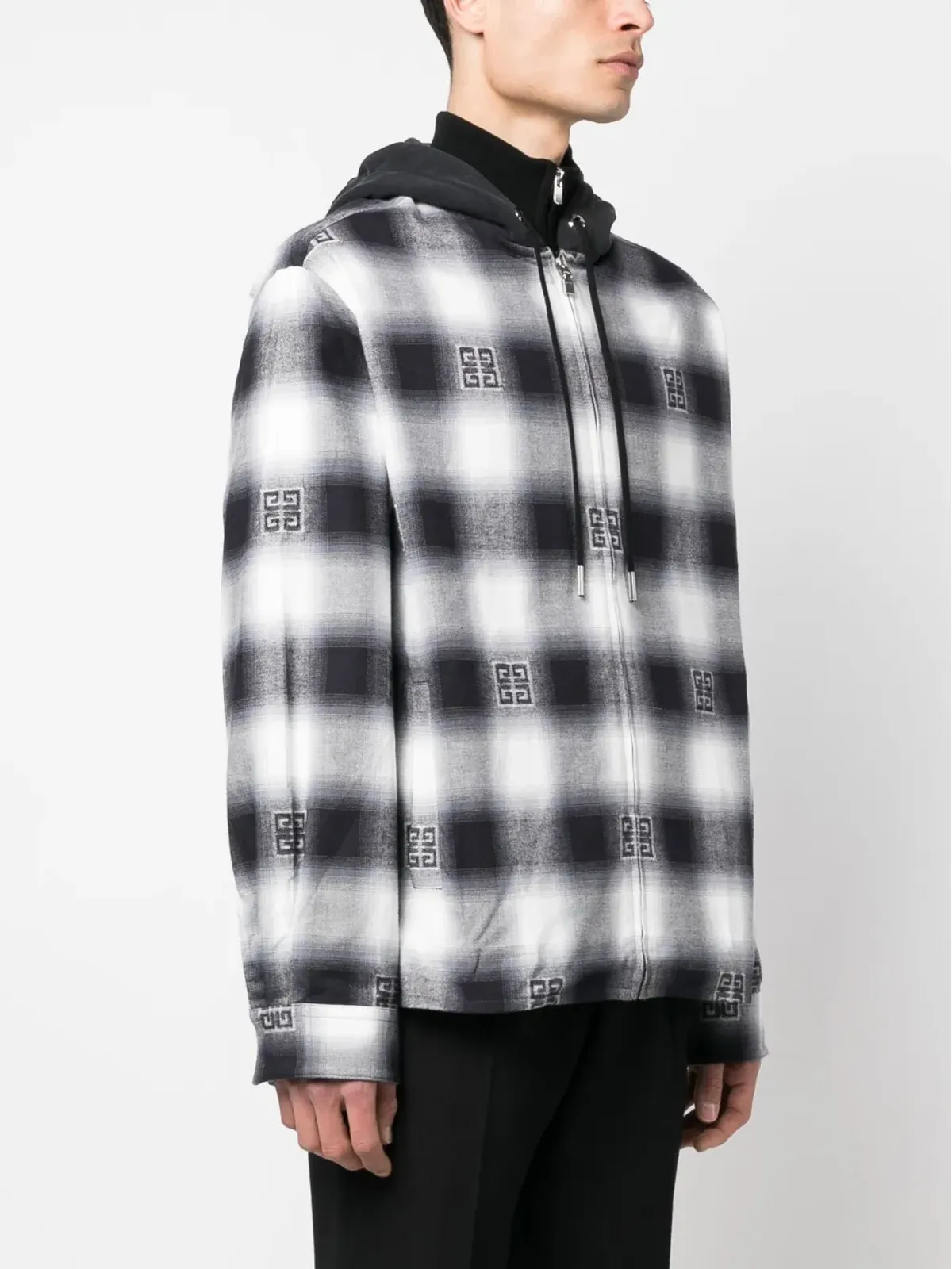 Givenchy チェック柄オーバーサイズフード付きシャツジャケット - 画像3