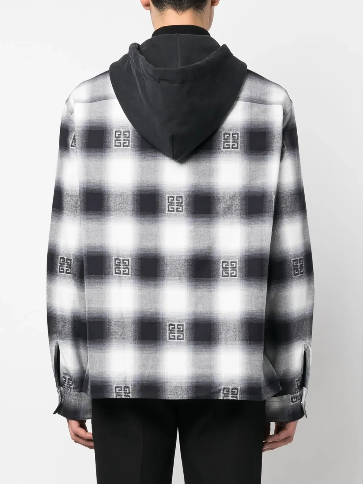 Givenchy チェック柄オーバーサイズフード付きシャツジャケット - 画像4