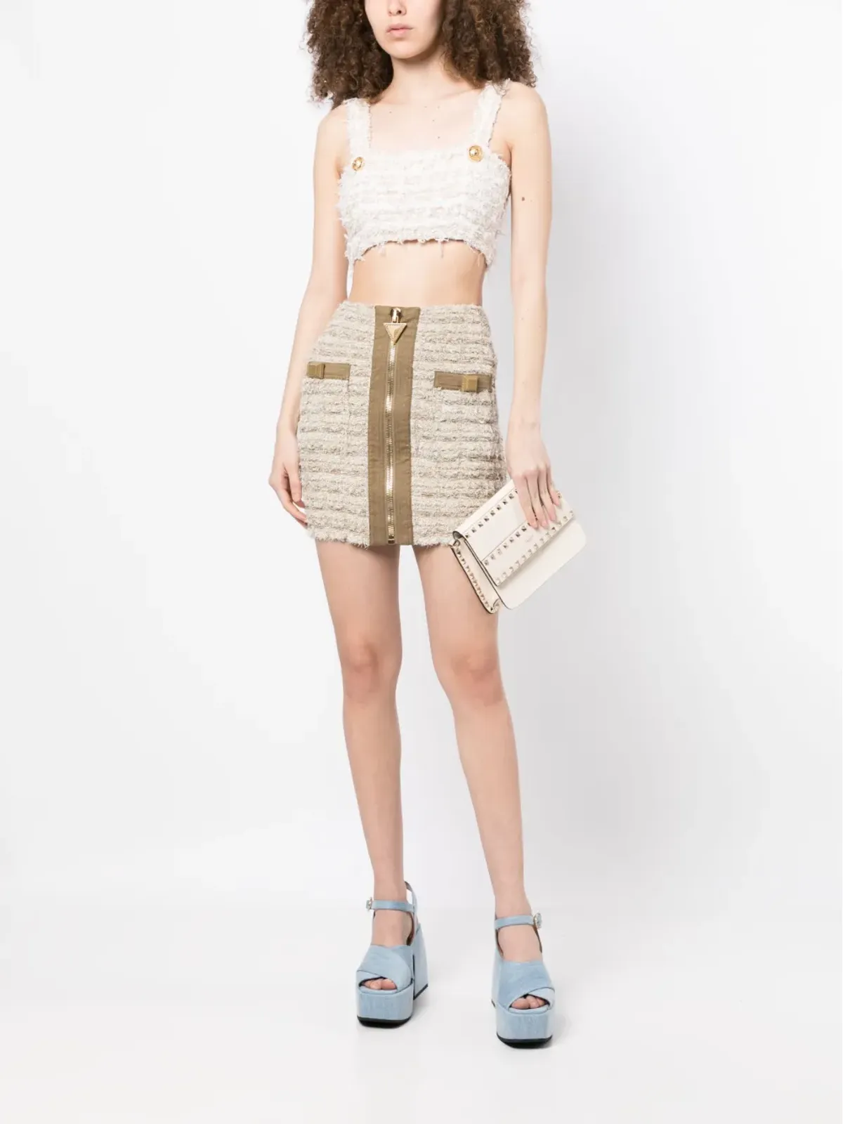 Balmain ジップディテール ツイード ミニスカート - 画像2
