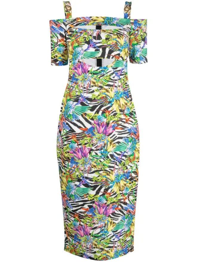 Just Cavalli Just Cavalli ミックスプリント オフショルダードレスの商品画像