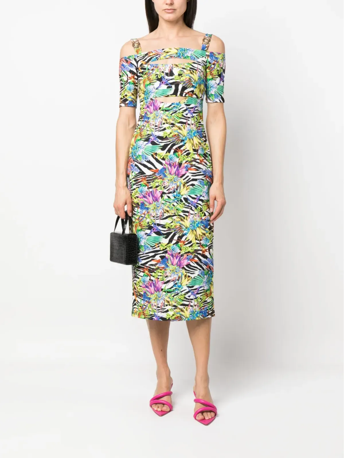 Just Cavalli ミックスプリント オフショルダードレス - 画像2