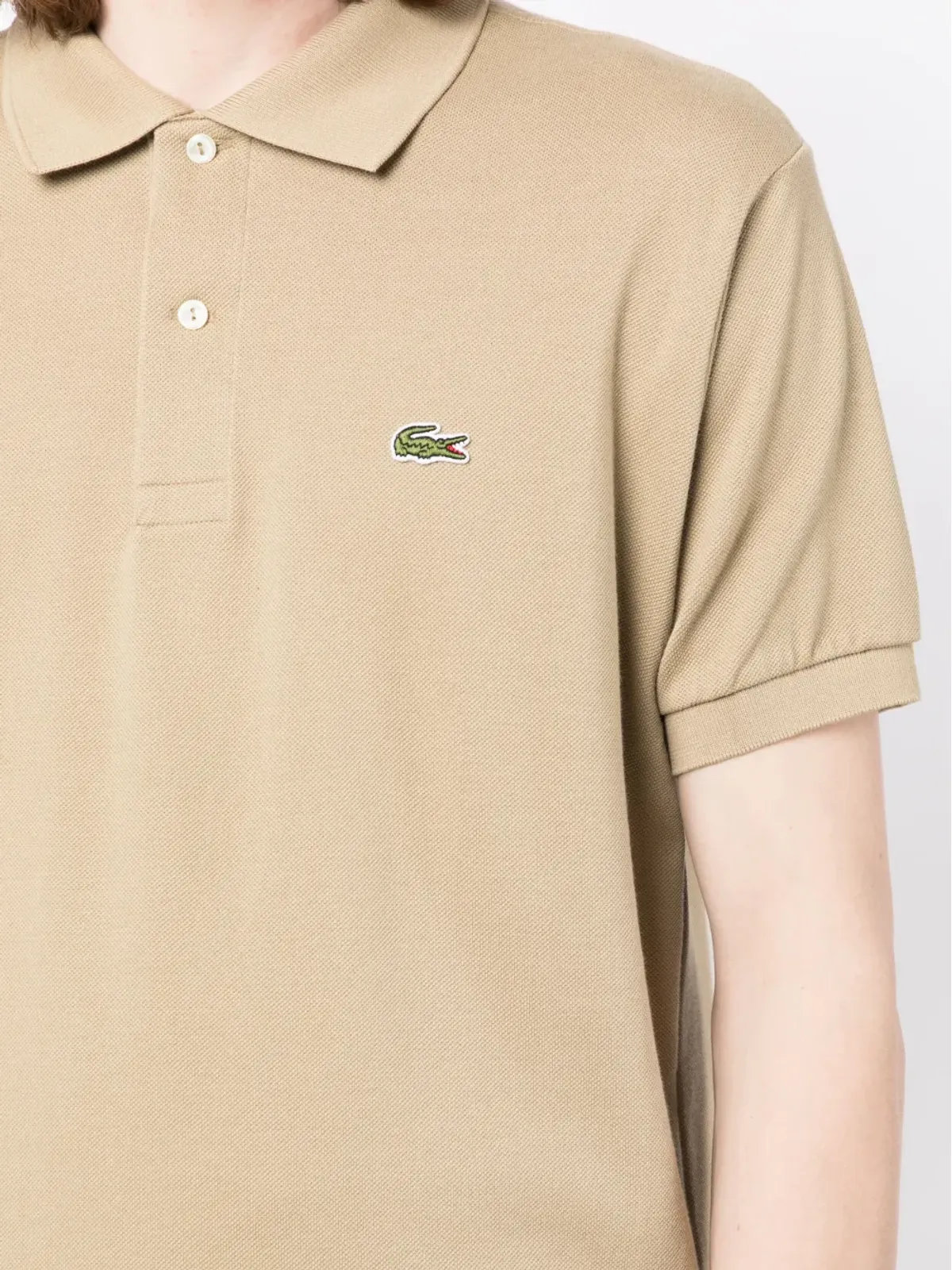 Lacoste 刺繍ロゴ入り半袖ポロシャツ - ブラウン - 画像5