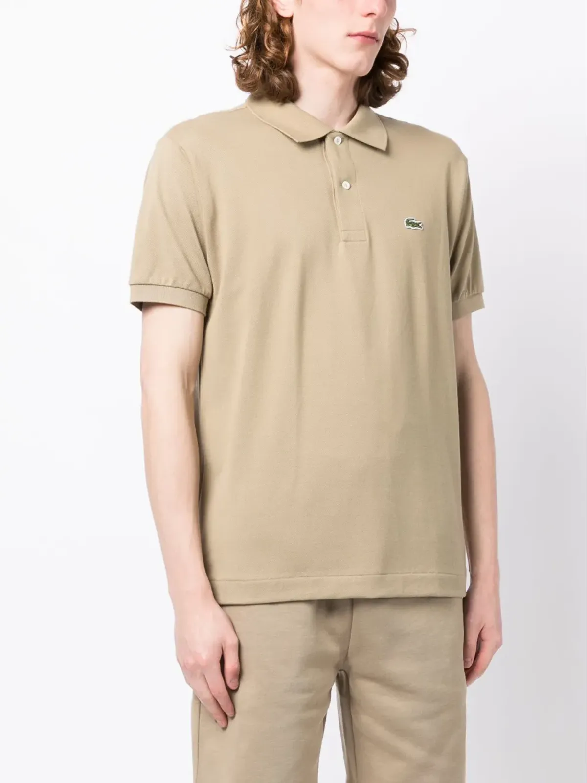 Lacoste 刺繍ロゴ入り半袖ポロシャツ - ブラウン - 画像3