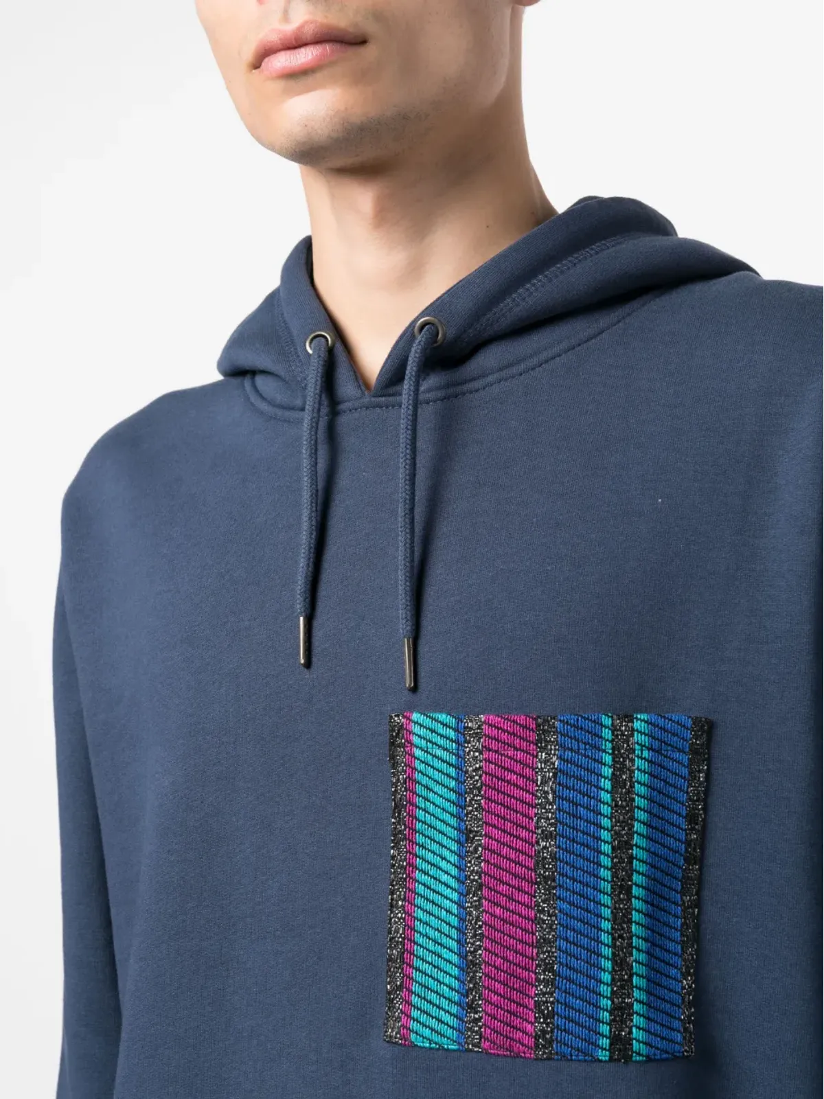 Benjamin Benmoyal ストライプ柄パッチ付きオーガニックコットンフーディ - 画像5