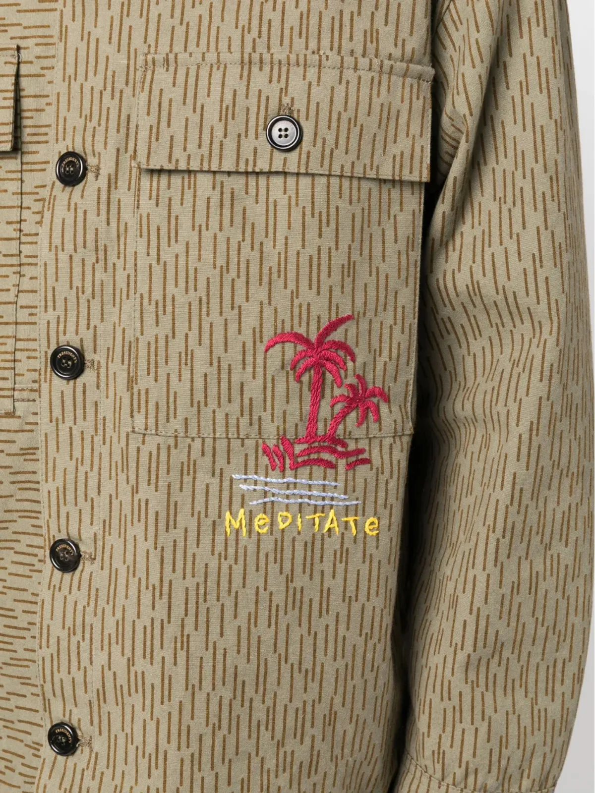 President’S ロゴ刺繍ストライプ柄シャツ - グリーン - 画像5