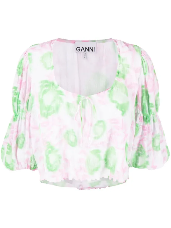 Ganni GANNI 花柄プリーツ Georgette ブラウスの商品画像