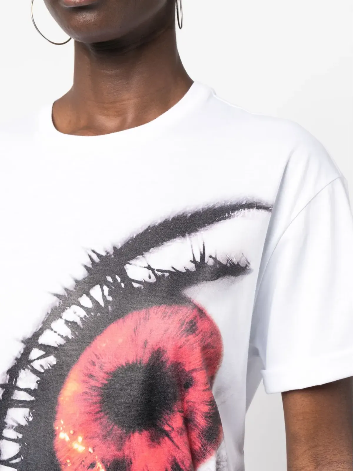 Alexander McQueen アイプリント コットンTシャツ - 画像5