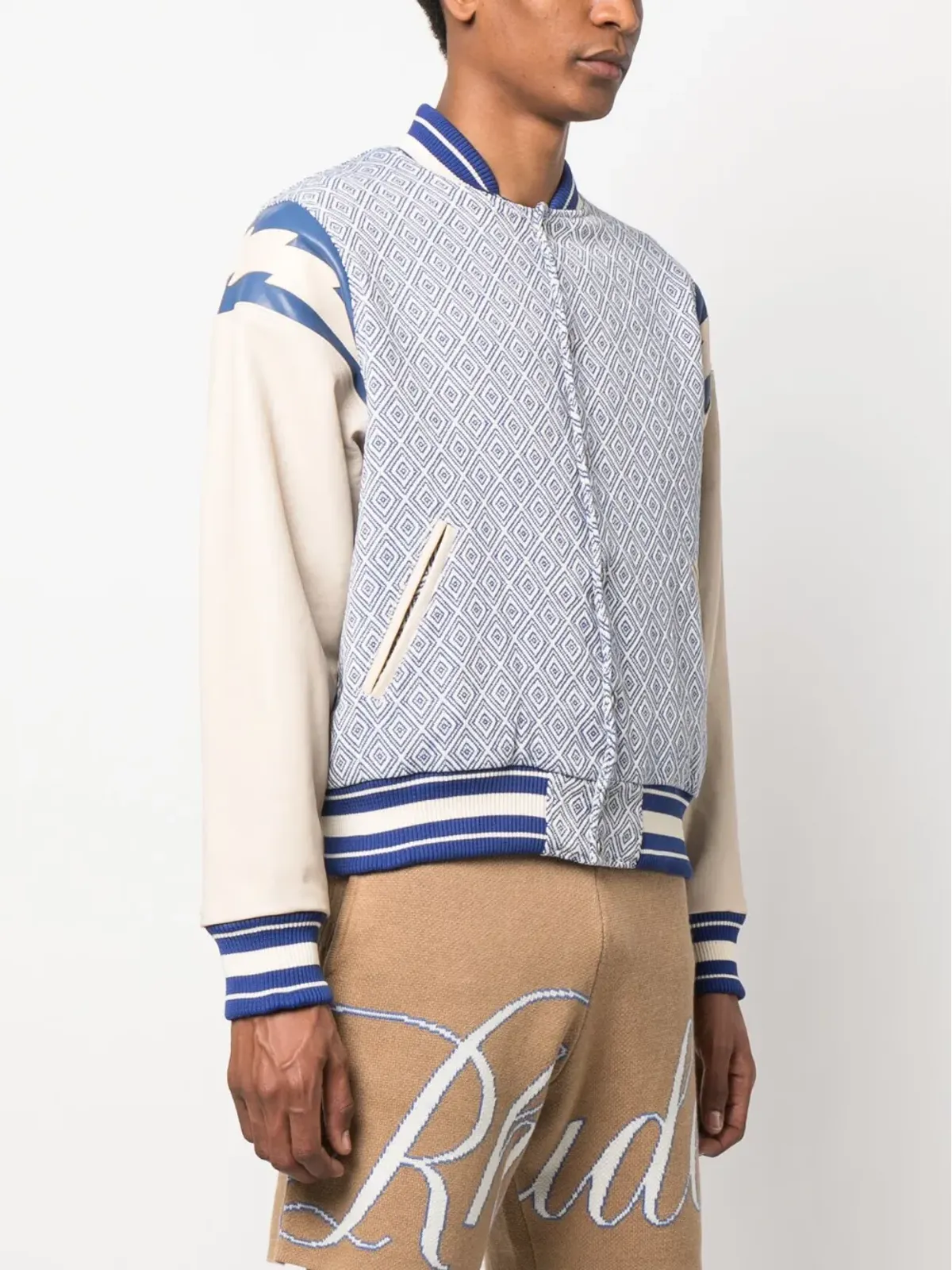 RHUDE ダイヤモンドジャカード ベースボールジャケット - 画像3