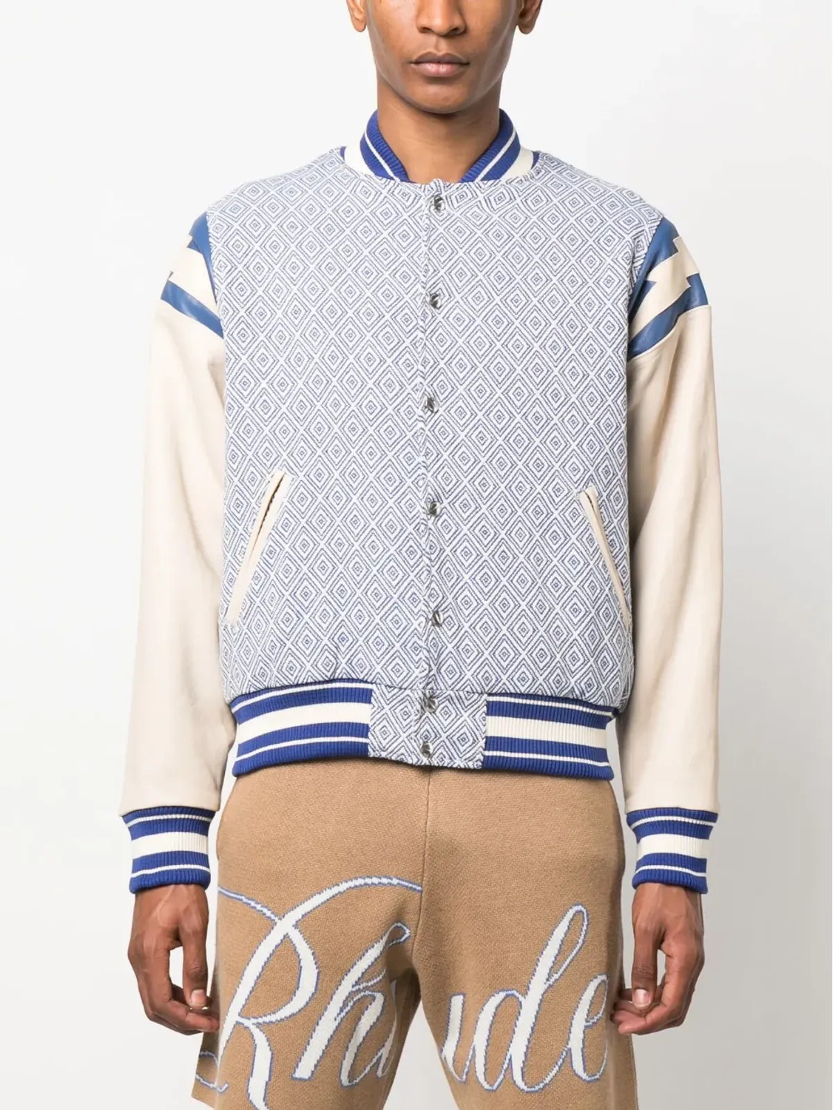 RHUDE ダイヤモンドジャカード ベースボールジャケット - 画像4