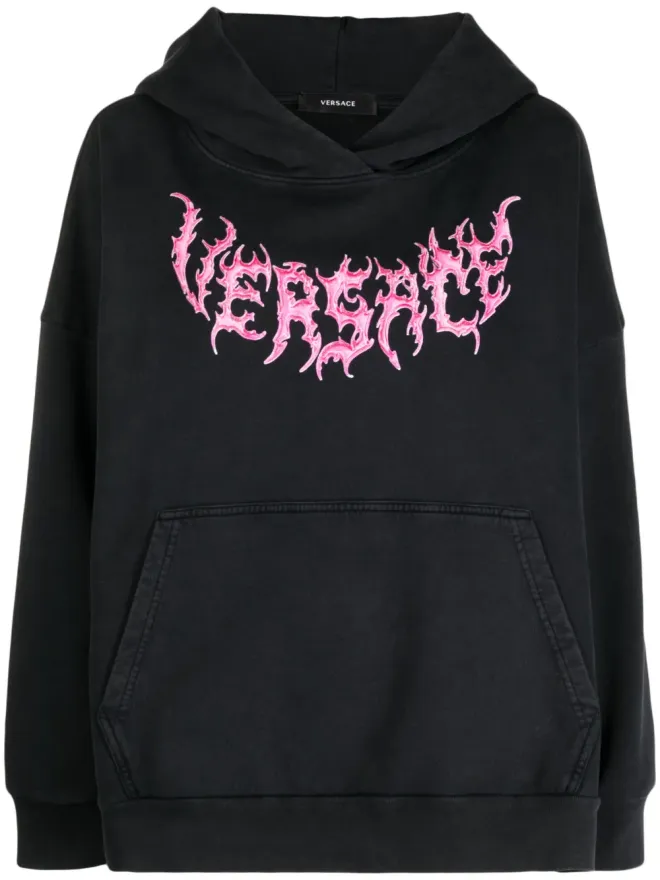 VERSACE Versace ロゴプリント コットンフーディの商品画像
