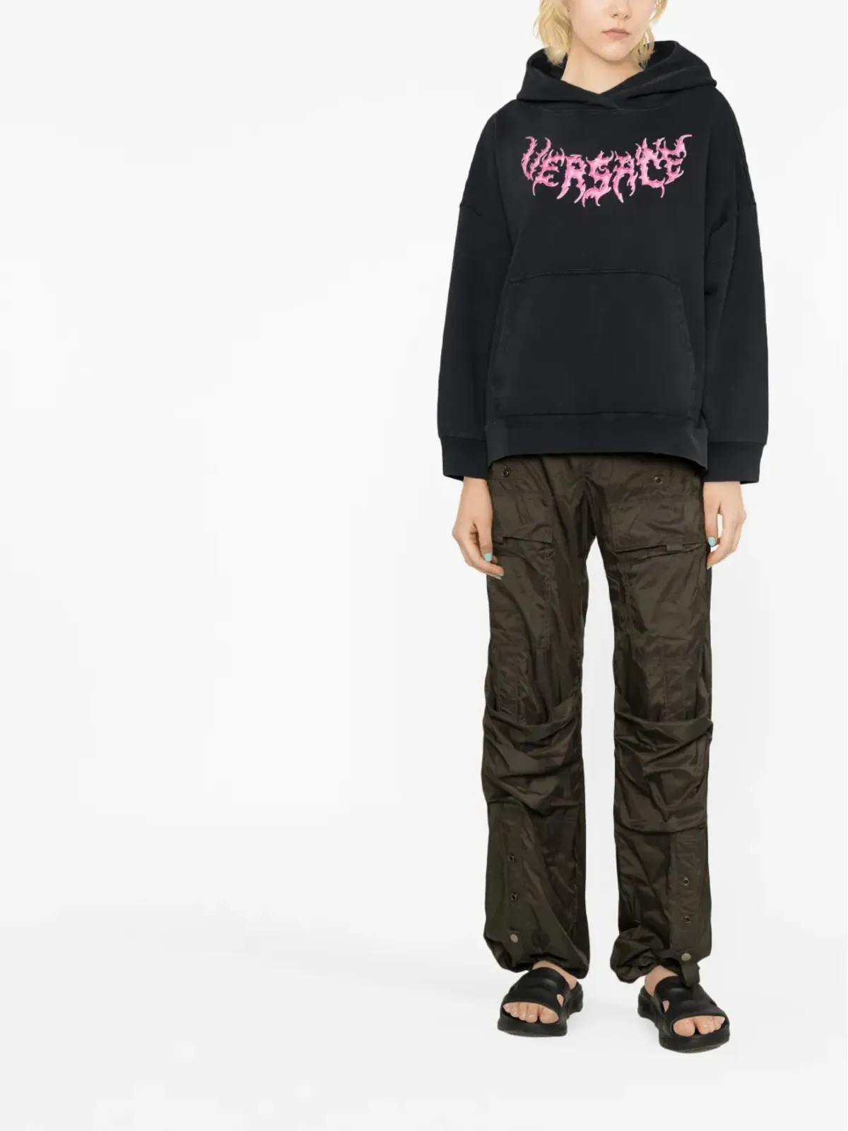 Versace ロゴプリント コットンフーディ - 画像2