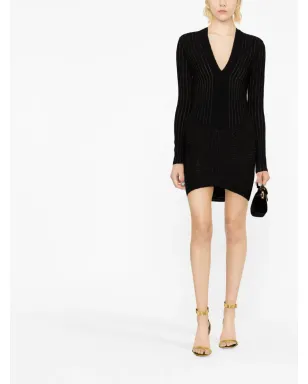 Balmain リブ編みVネックミニドレス - サムネイル2