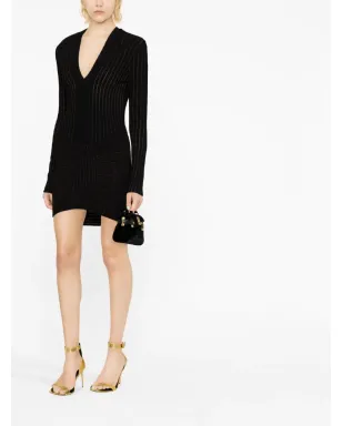 Balmain リブ編みVネックミニドレス - サムネイル3