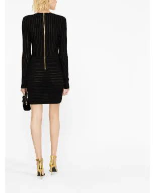 Balmain リブ編みVネックミニドレス - サムネイル4