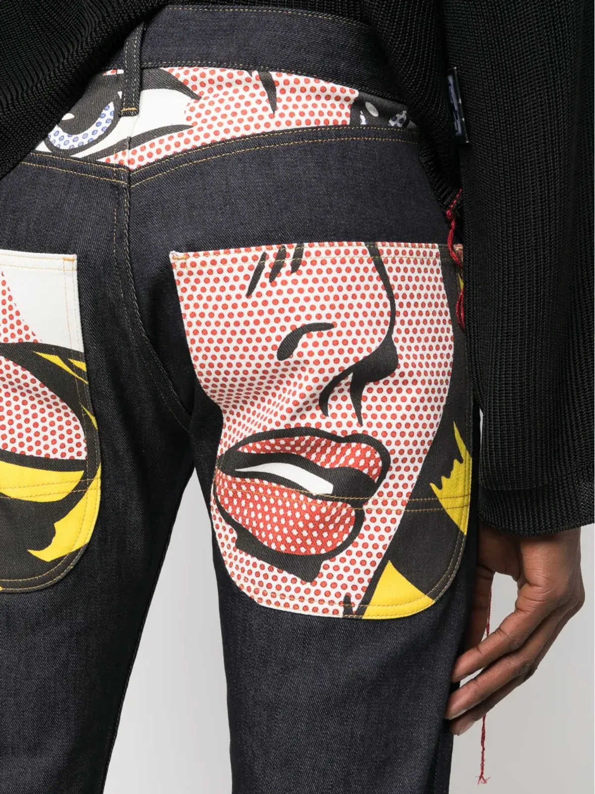Junya Watanabe MAN グラフィックプリント クロップドジーンズ ブルー - 画像5