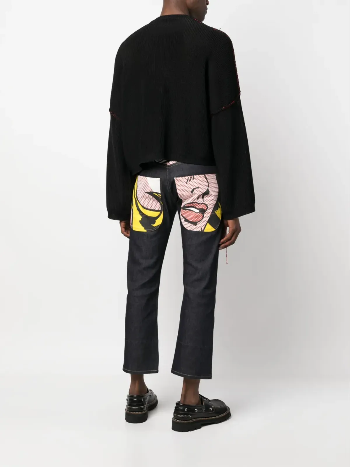 Junya Watanabe MAN グラフィックプリント クロップドジーンズ ブルー - 画像2