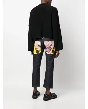 Junya Watanabe MAN グラフィックプリント クロップドジーンズ ブルー - サムネイル2