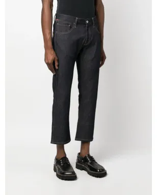 Junya Watanabe MAN グラフィックプリント クロップドジーンズ ブルー - サムネイル4
