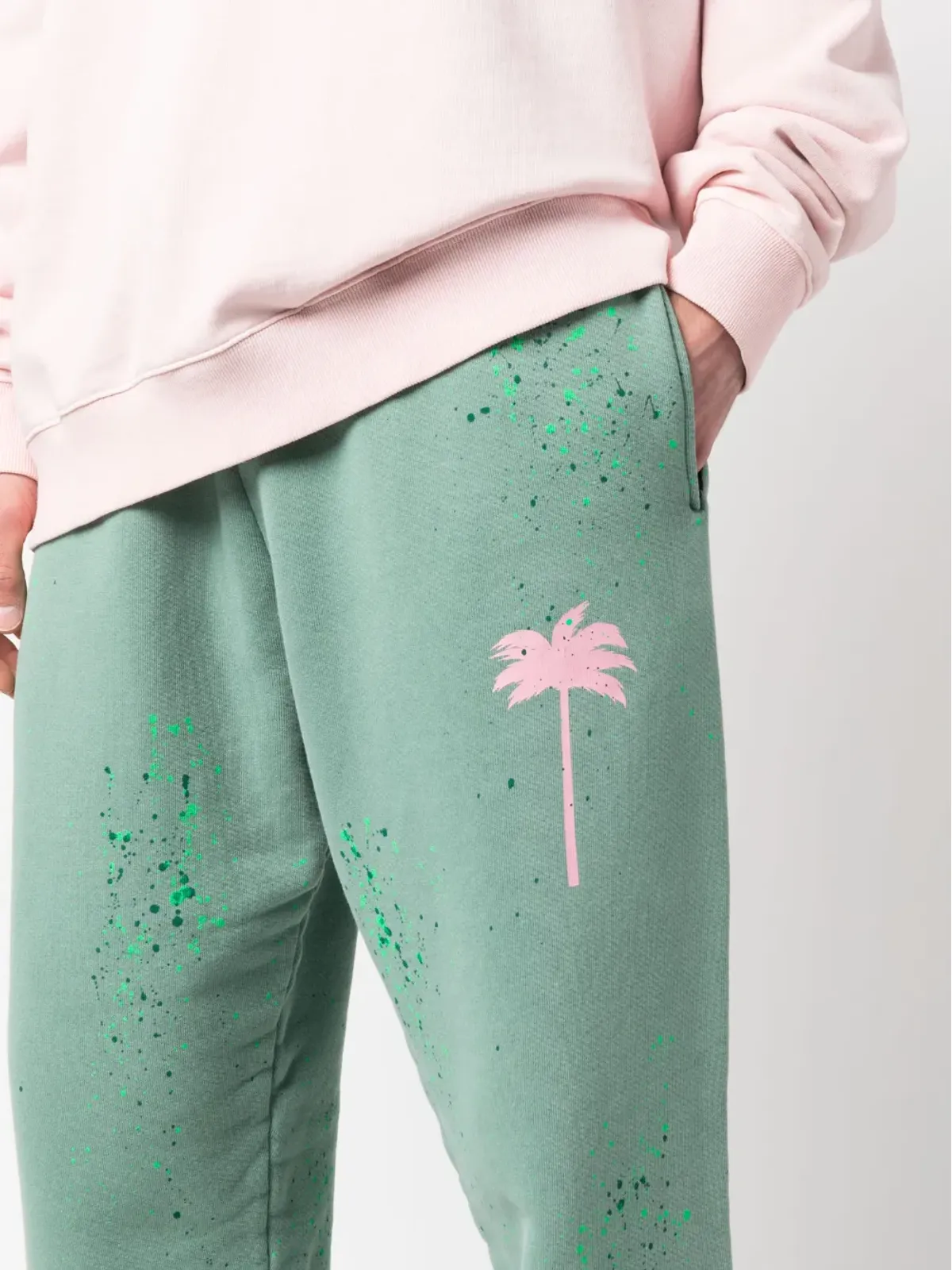 Palm Angels ペイントスプラター トラックパンツ グリーン - 画像5