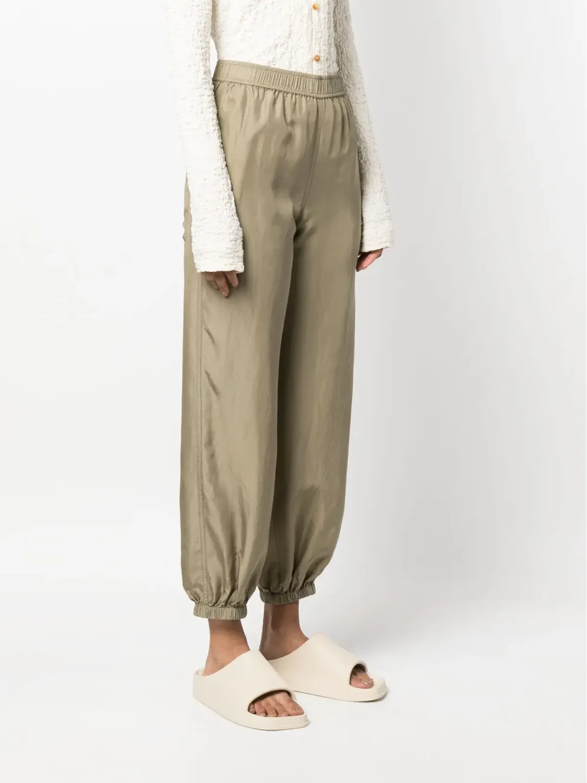 Semicouture エラスティックウエスト クロップドパンツ - 画像3