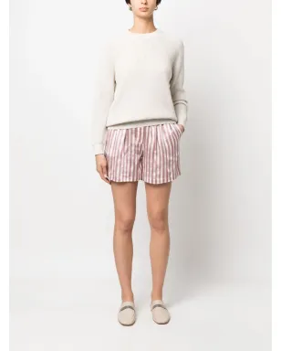 Brunello Cucinelli ストライプ柄ドローコード付きミニショーツ ピンク - サムネイル2