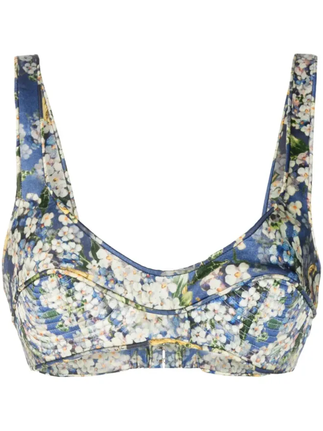 Zimmermann ZIMMERMANN Tama 花柄プリント シルク ブラレット - ブルーの商品画像