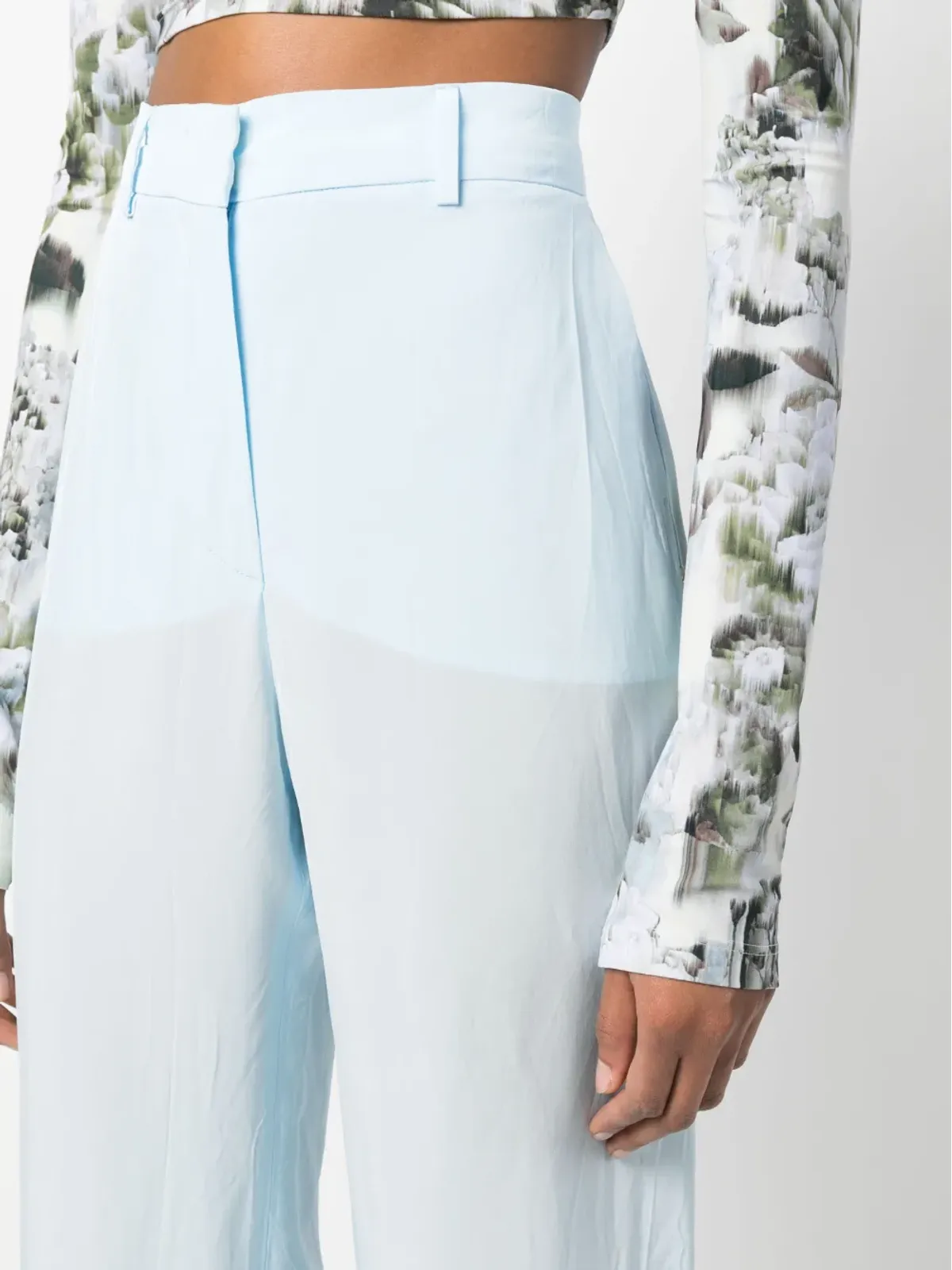 Sportmax ストレートレッグカットパンツ ブルー - 画像5