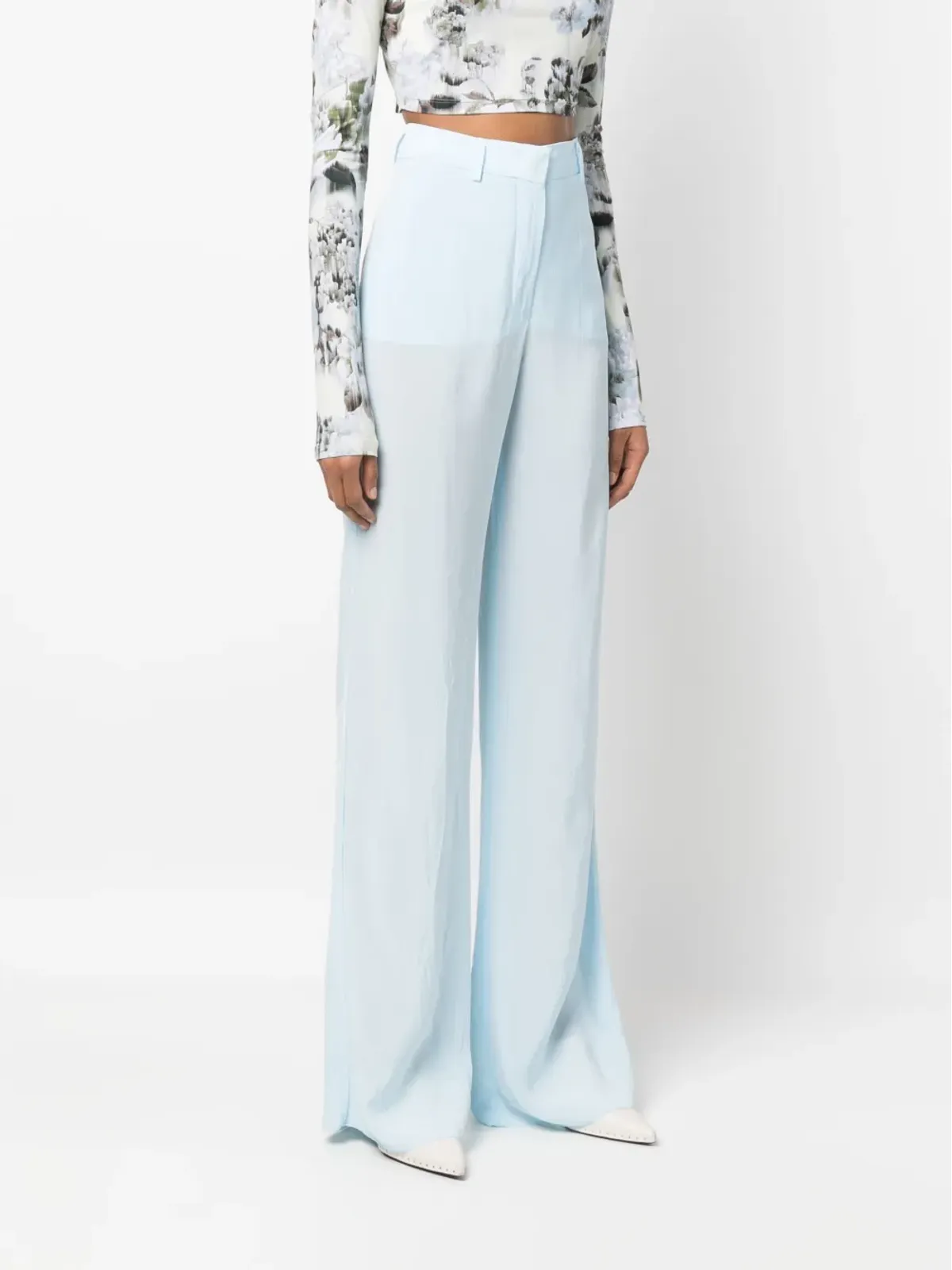 Sportmax ストレートレッグカットパンツ ブルー - 画像3
