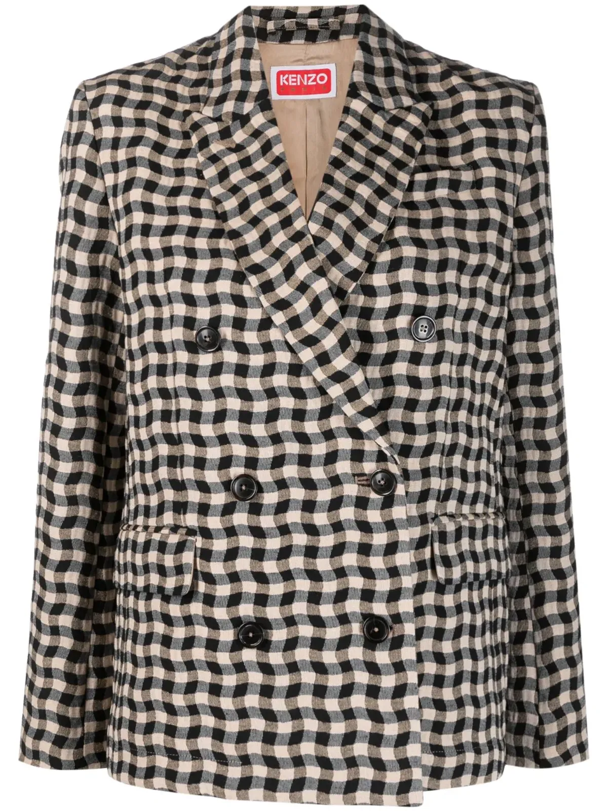 Kenzo Wavy Check double-breasted blazer - Neutrals - 画像1