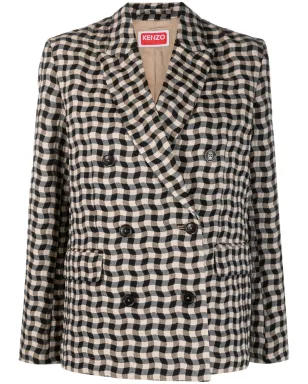 Kenzo Wavy Check double-breasted blazer - Neutrals - サムネイル1