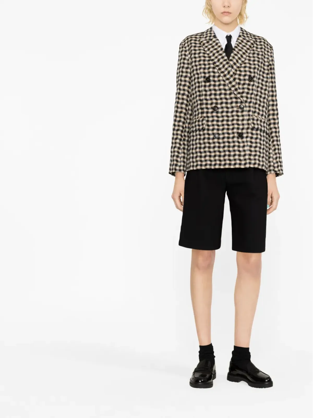 Kenzo Wavy Check double-breasted blazer - Neutrals - 画像2