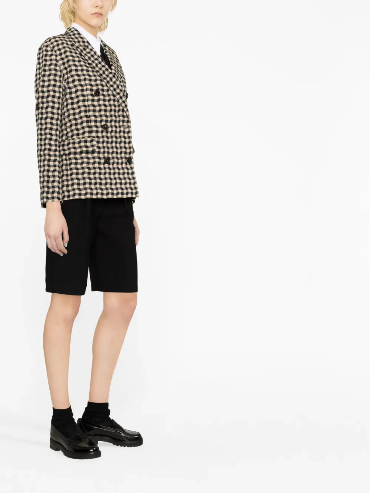 Kenzo Wavy Check double-breasted blazer - Neutrals - 画像4